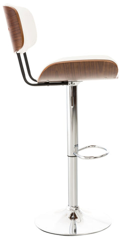 TPFLiving bar stool Sarnico metal frame in chrome look seat walnut faux leather