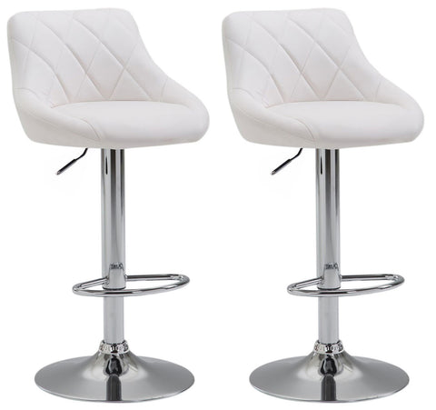 TPFLiving set of 2 bar stools Lazius metal frame in chrome look faux leather