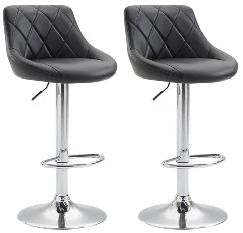 TPFLiving set of 2 bar stools Lazius metal frame in chrome look faux leather