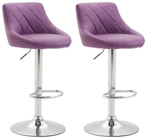 TPFLiving set of 2 bar stools Lazius metal frame in chrome look faux leather