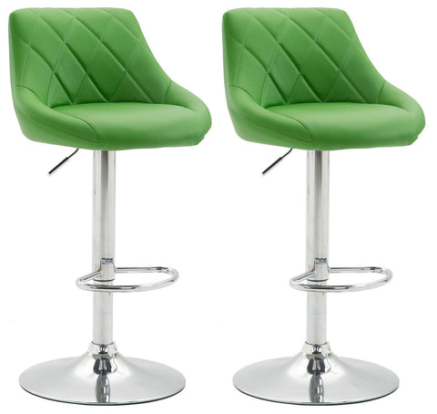 TPFLiving set of 2 bar stools Lazius metal frame in chrome look faux leather