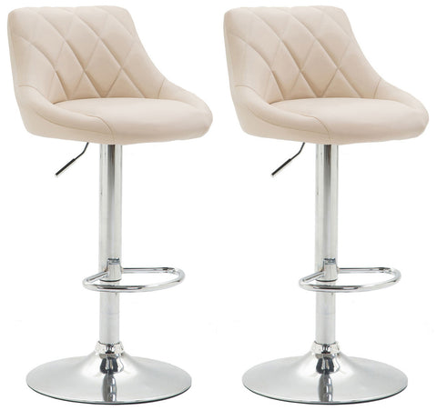 TPFLiving set of 2 bar stools Lazius metal frame in chrome look faux leather