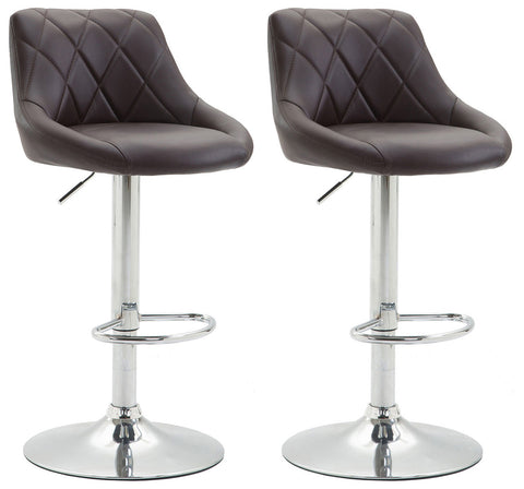 TPFLiving set of 2 bar stools Lazius metal frame in chrome look faux leather