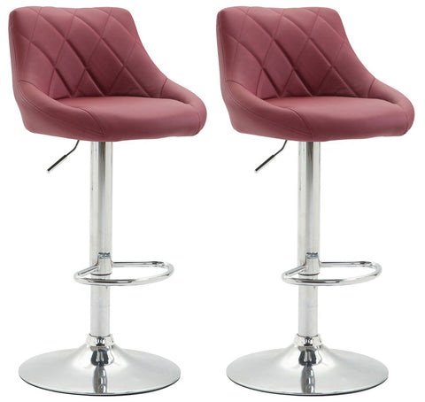 TPFLiving set of 2 bar stools Lazius metal frame in chrome look faux leather