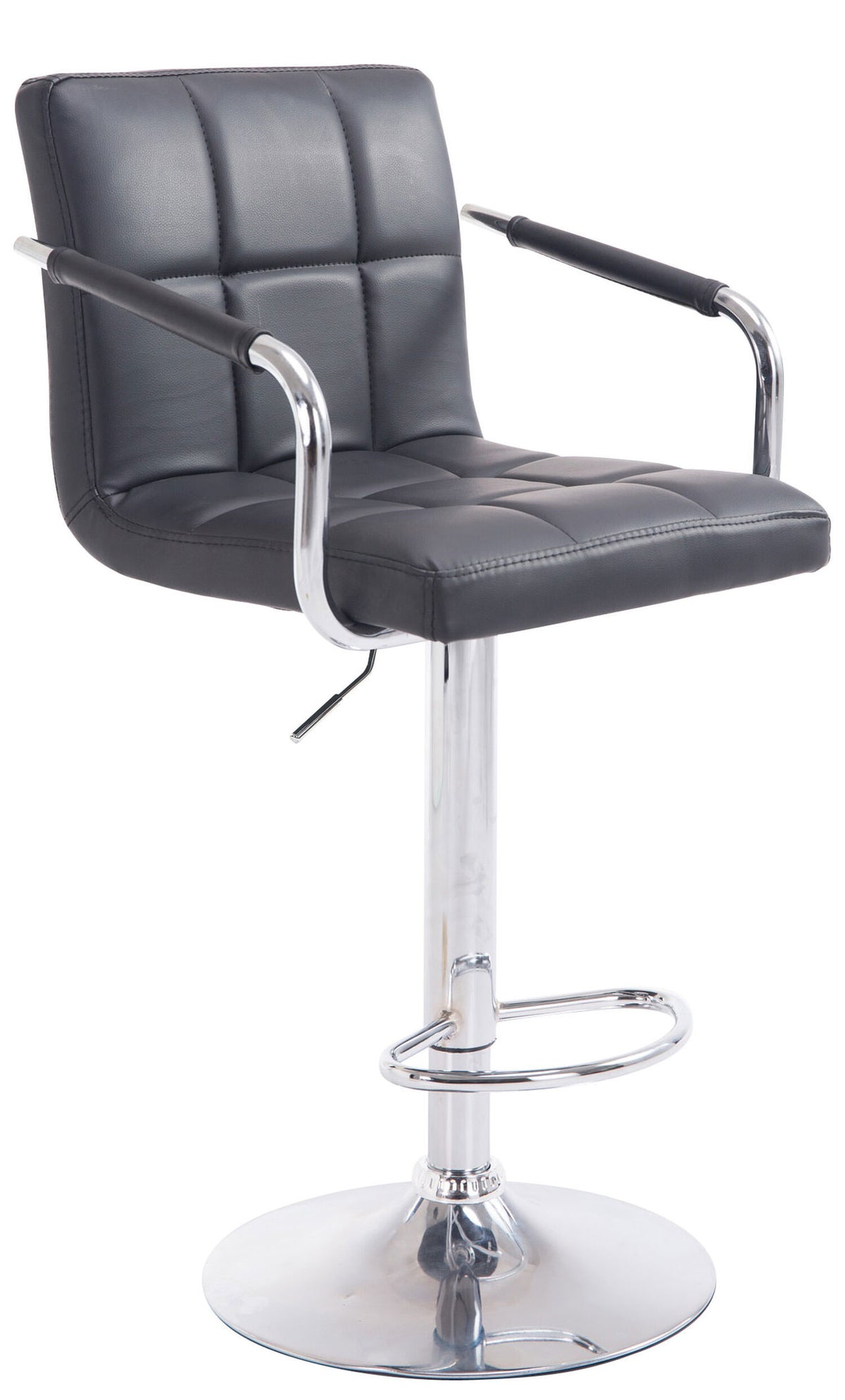 TPFLiving bar stool Luca metal frame in chrome look faux leather