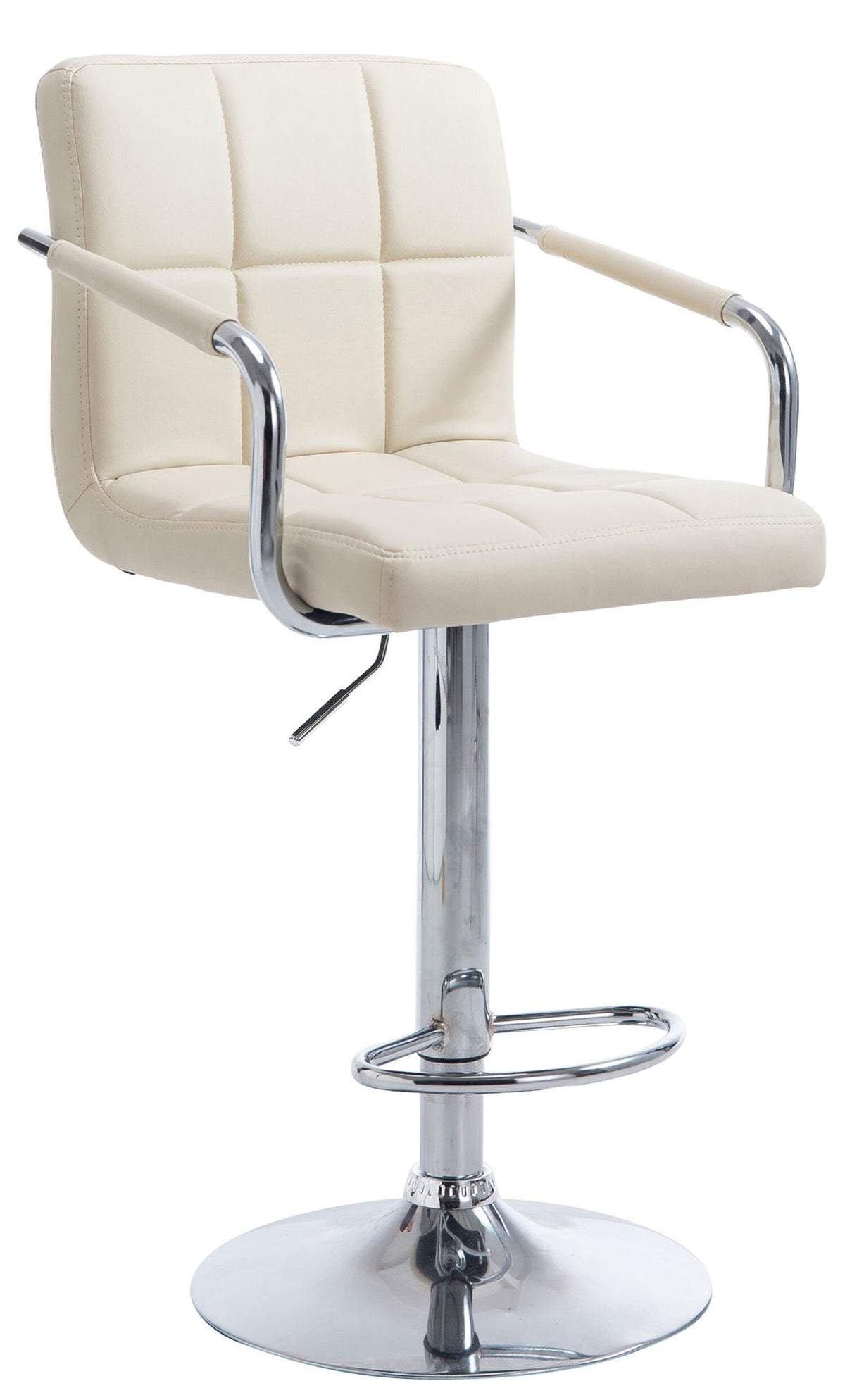 TPFLiving bar stool Luca metal frame in chrome look faux leather