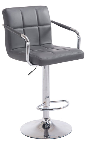 TPFLiving bar stool Luca metal frame in chrome look faux leather