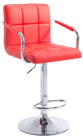 TPFLiving bar stool Luca metal frame in chrome look faux leather