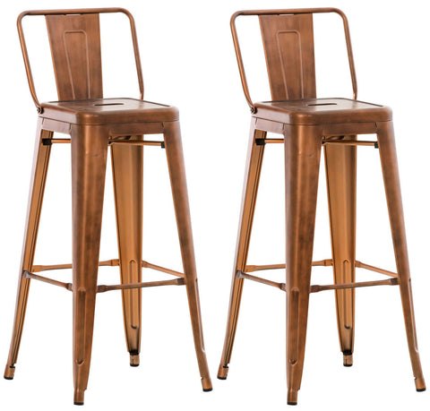 TPFLiving set of 2 bar stools Massimo metal