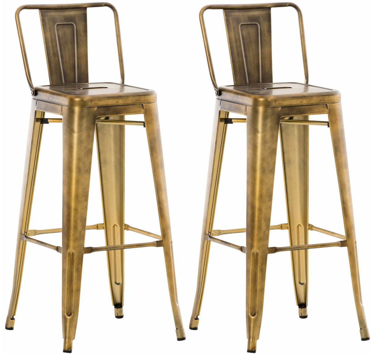 TPFLiving set of 2 bar stools Massimo metal