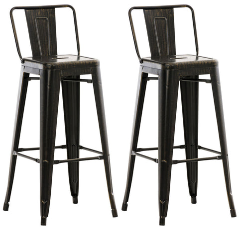 TPFLiving set of 2 bar stools Massimo metal