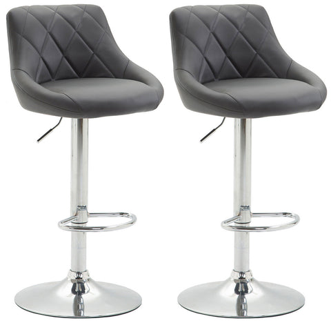 TPFLiving set of 2 bar stools Lazius metal frame in chrome look faux leather