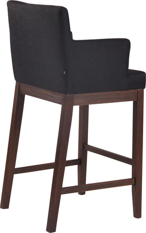 TPFLiving Laren bar stool - antique dark wood frame - fabric