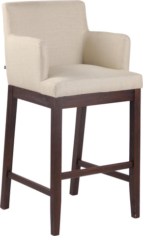 TPFLiving Laren bar stool - antique dark wood frame - fabric