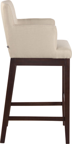 TPFLiving Laren bar stool - antique dark wood frame - fabric