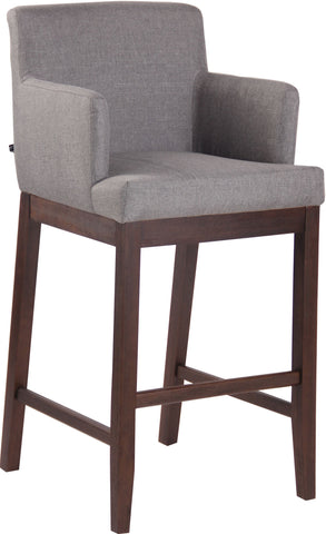 TPFLiving Laren bar stool - antique dark wood frame - fabric