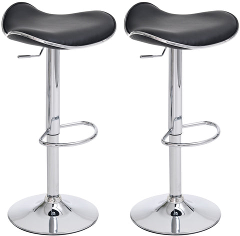 TPFLiving Set of 2 bar stools Shangrila metal frame in chrome look faux leather