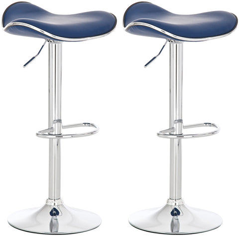 TPFLiving Set of 2 bar stools Shangrila metal frame in chrome look faux leather