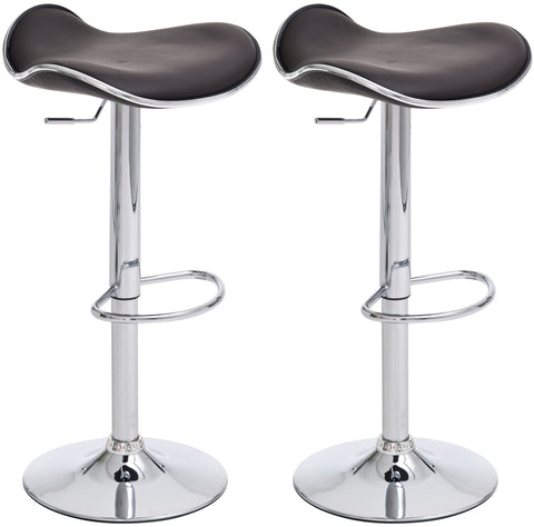 TPFLiving Set of 2 bar stools Shangrila metal frame in chrome look faux leather