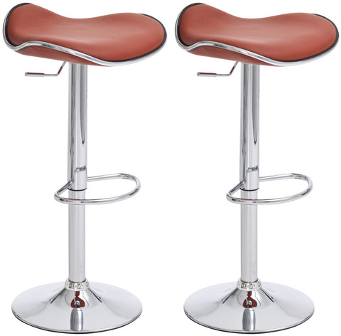 TPFLiving Set of 2 bar stools Shangrila metal frame in chrome look faux leather