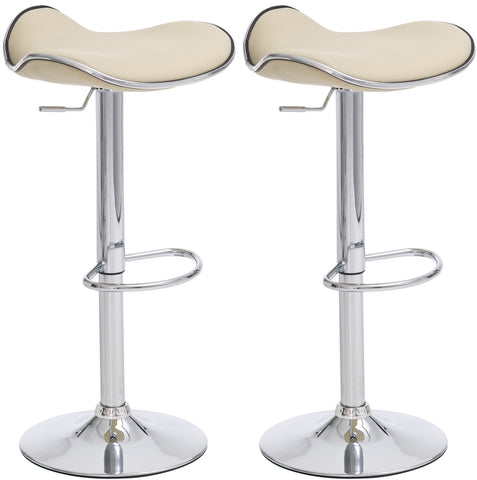 TPFLiving Set of 2 bar stools Shangrila metal frame in chrome look faux leather