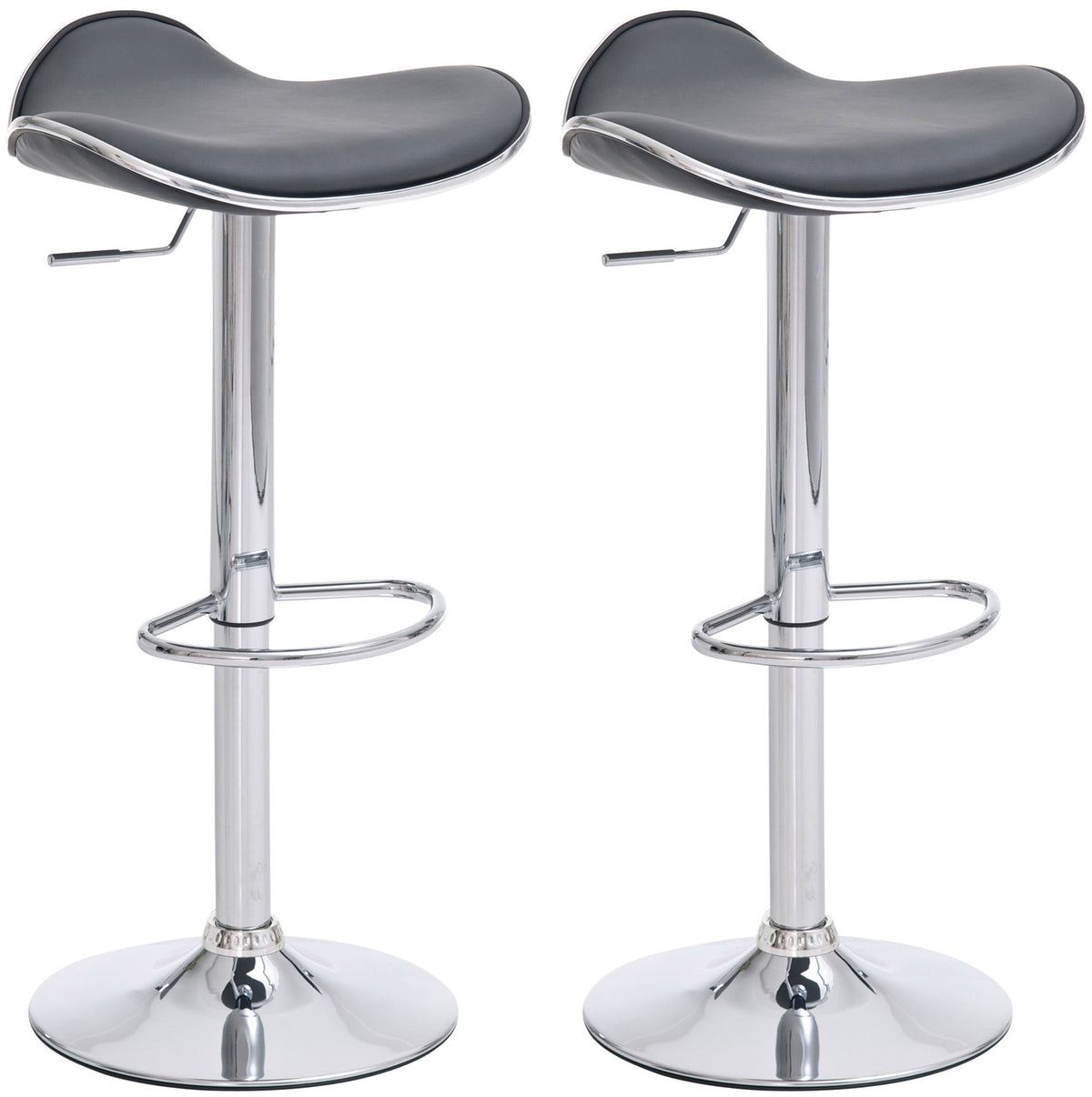 TPFLiving Set of 2 bar stools Shangrila metal frame in chrome look faux leather