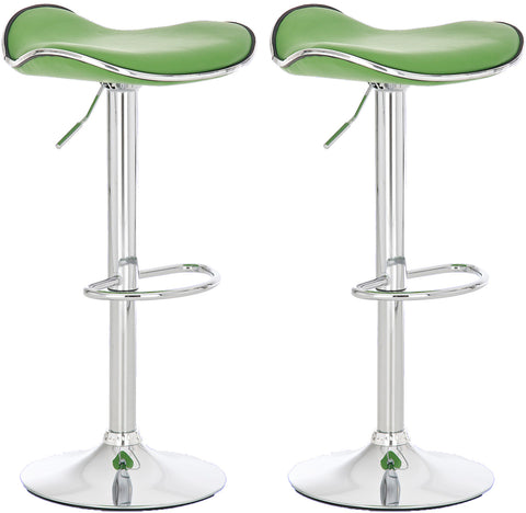 TPFLiving Set of 2 bar stools Shangrila metal frame in chrome look faux leather