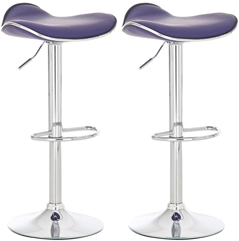 TPFLiving Set of 2 bar stools Shangrila metal frame in chrome look faux leather