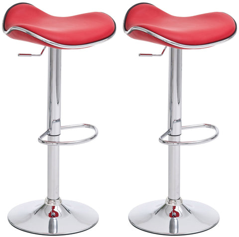 TPFLiving Set of 2 bar stools Shangrila metal frame in chrome look faux leather