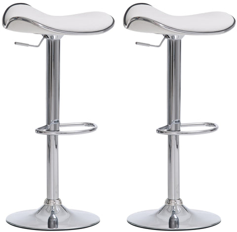 TPFLiving Set of 2 bar stools Shangrila metal frame in chrome look faux leather