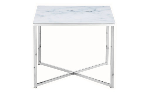 TPFLiving side table Glassico foiled in marble look