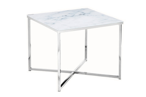 TPFLiving side table Glassico foiled in marble look