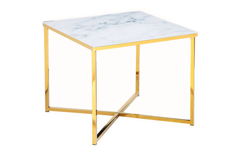 TPFLiving side table Glassico foiled in marble look