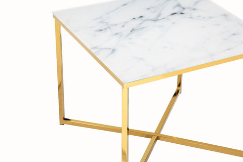 TPFLiving side table Glassico foiled in marble look