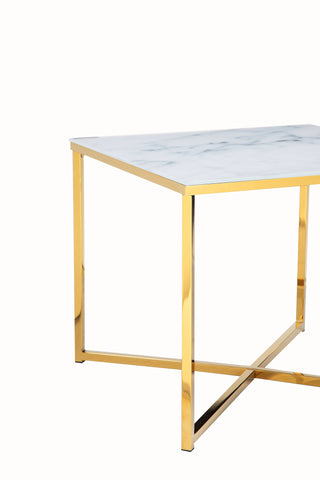 TPFLiving side table Glassico foiled in marble look