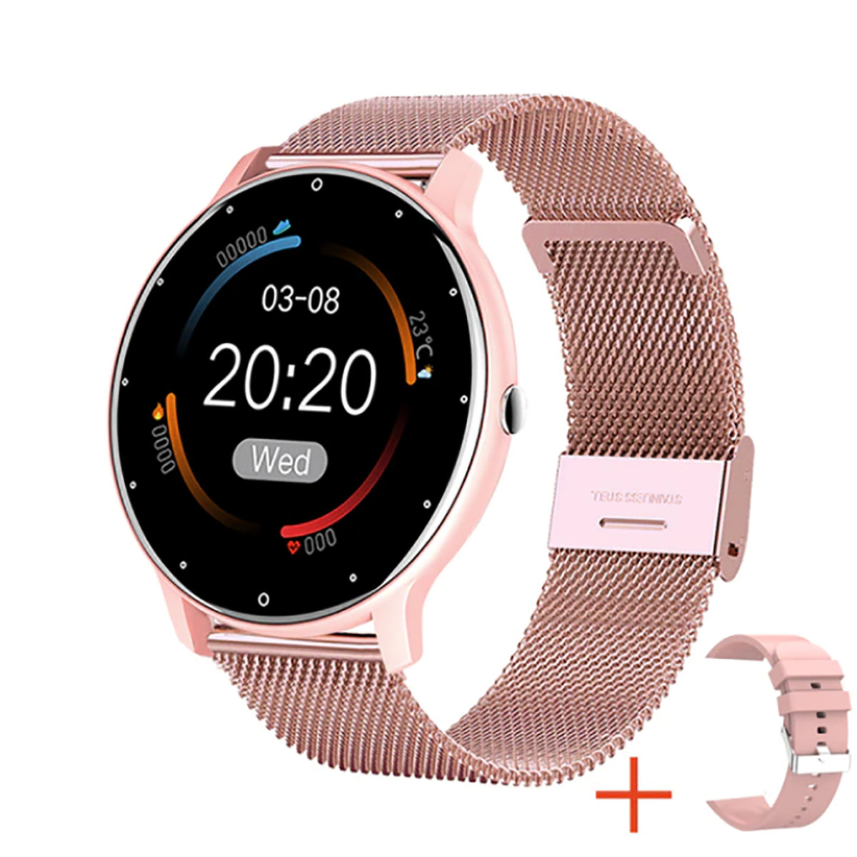 TPFNet Smart Watch / Fitness Tracker IP67 - Milanaise Armband + Silikon Armband - Android & IOS - verschiedene Farben