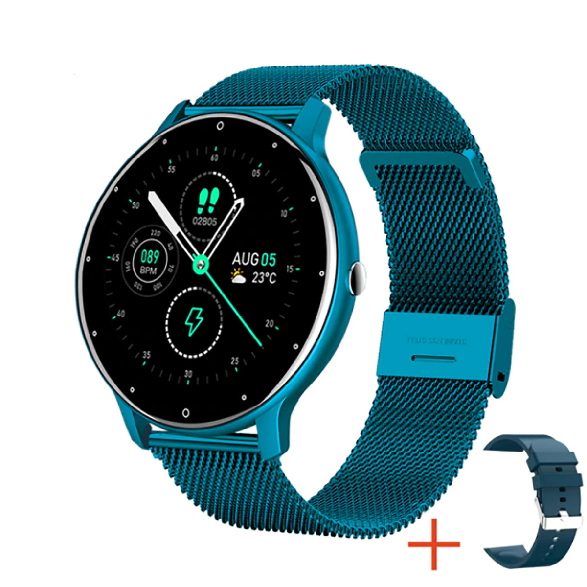 TPFNet Smart Watch / Fitness Tracker IP67 - Milanese bracelet + silicone bracelet - Android &amp; IOS - various colors