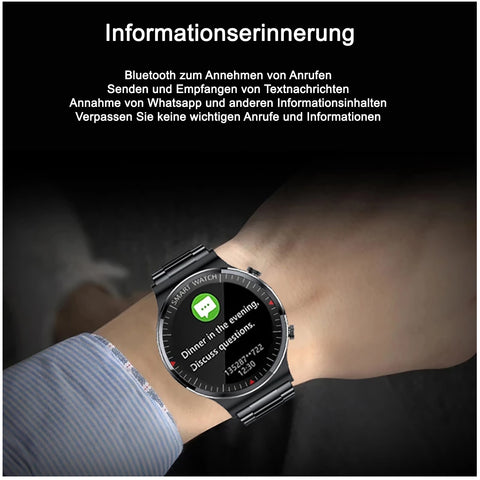 TPFNet Smart Watch / Fitness Tracker IP67 für Damen & Herren - Edelstahl Armband + Silikon Armband - Android & IOS - Schwarz & Silber