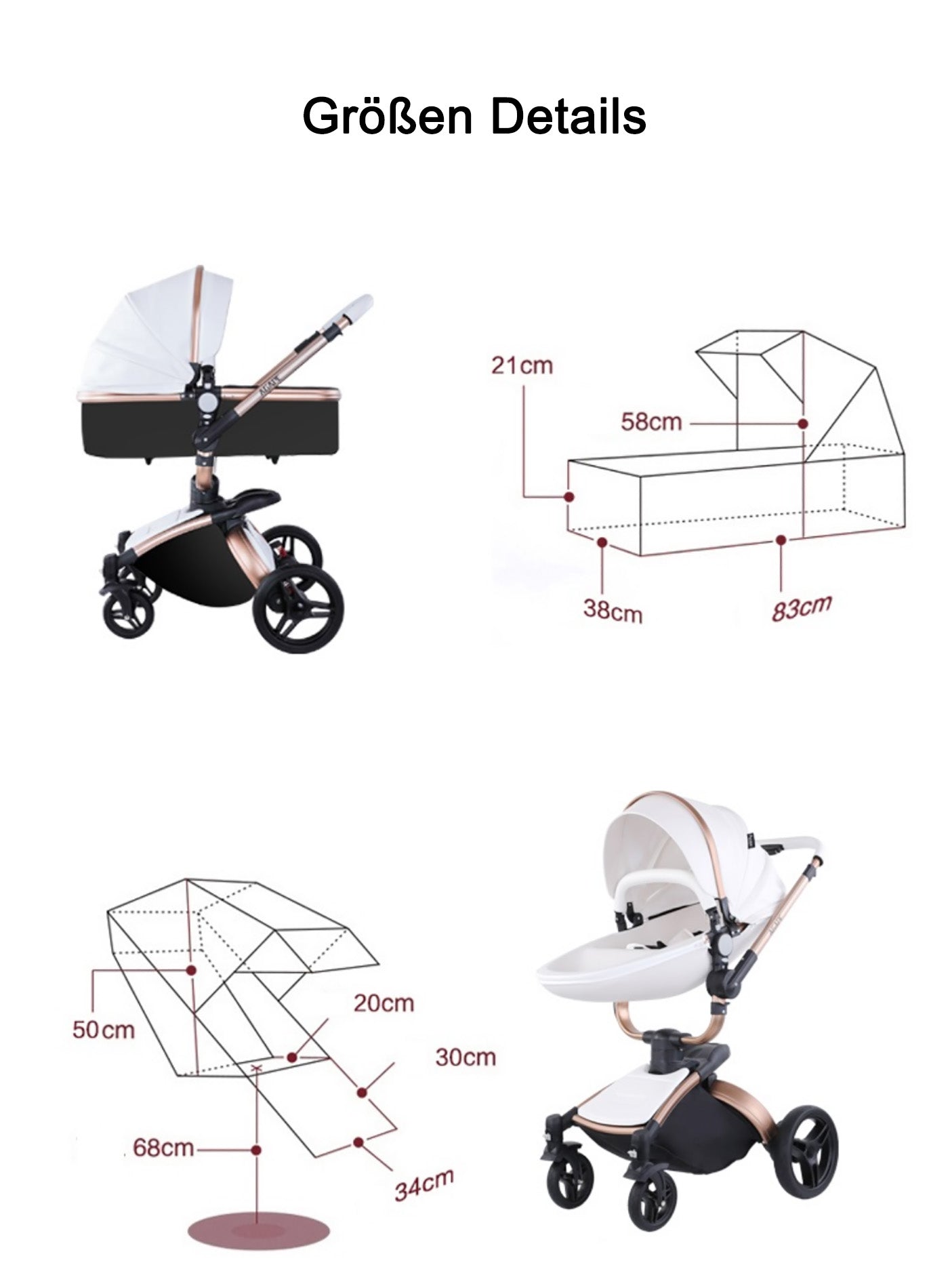 TPFLiving luxury combination stroller 3in1 set - model 5 faux leather –  Traumpreisfabrik