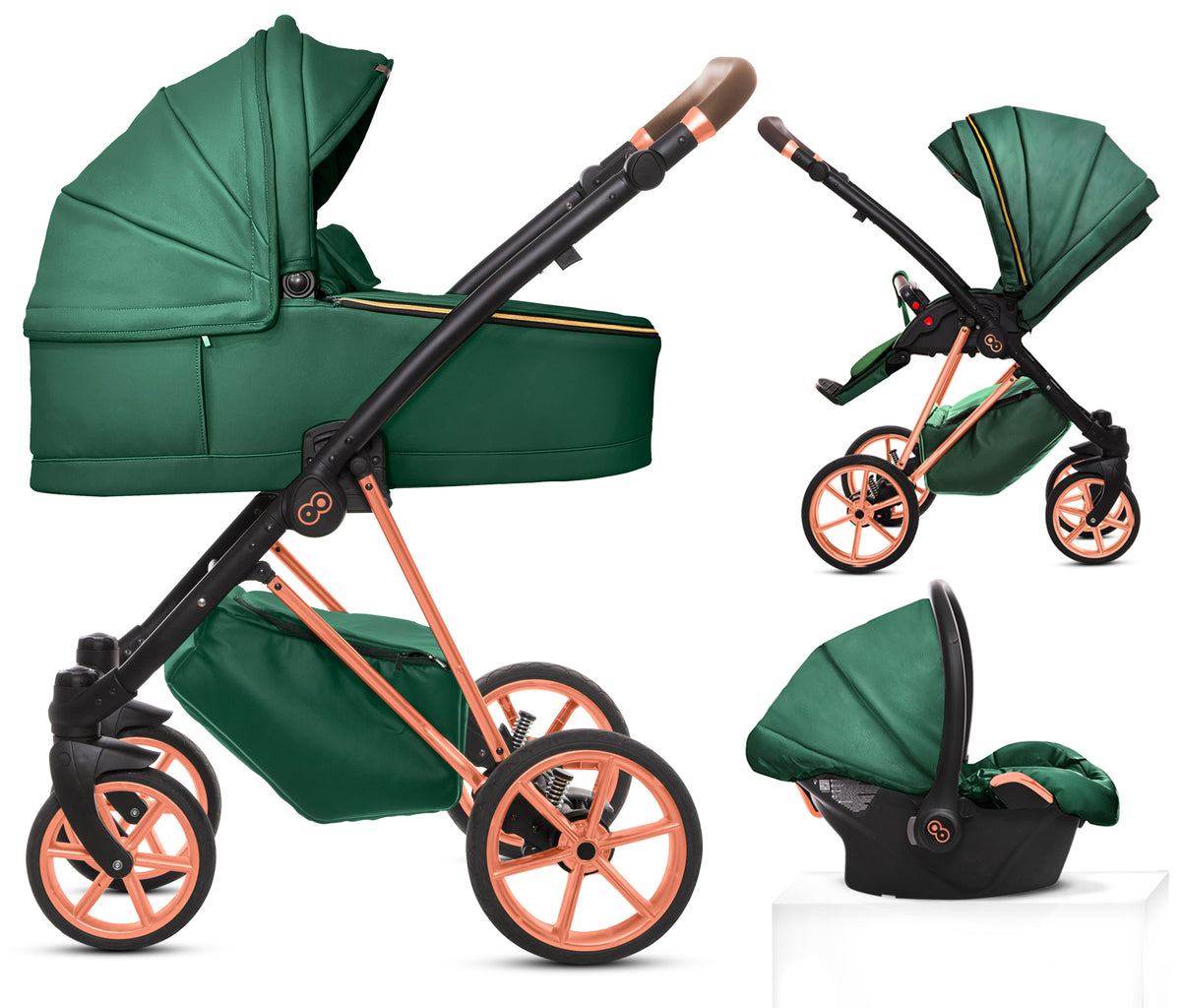 TPFLiving 3in1 Kinderwagen Royal Kunstleder