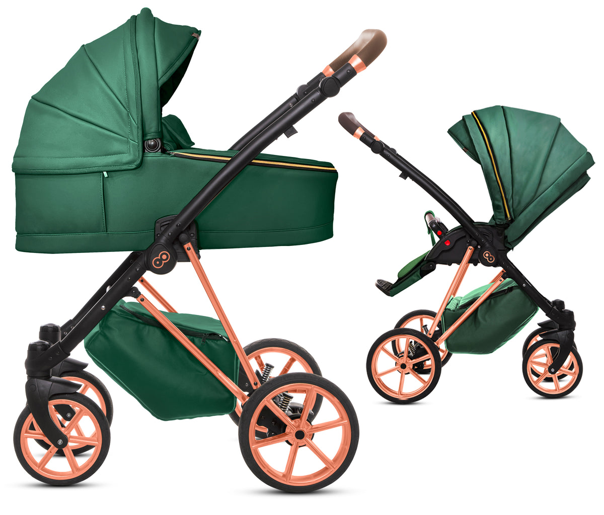 TPFLiving 2in1 Kinderwagen Royal Kunstleder