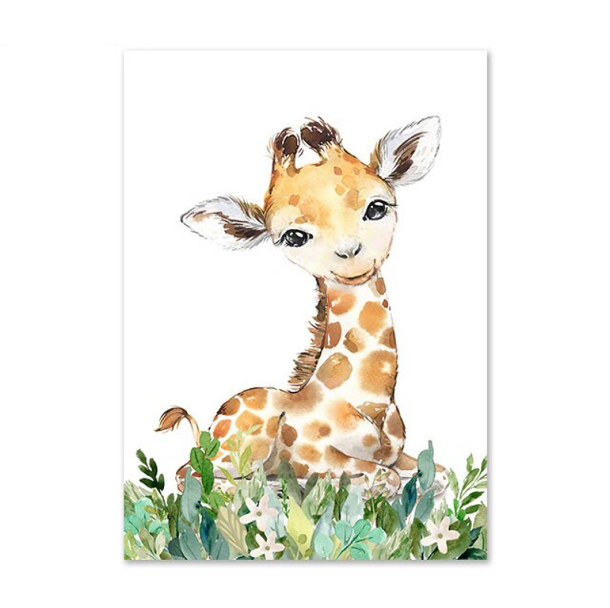 TPFLiving Poster Leinwand / Giraffe, Löwenbaby, Elefant und Zebra für Kinderzimmer - / Verschiedene Größen - OHNE Rahmen - Modell A