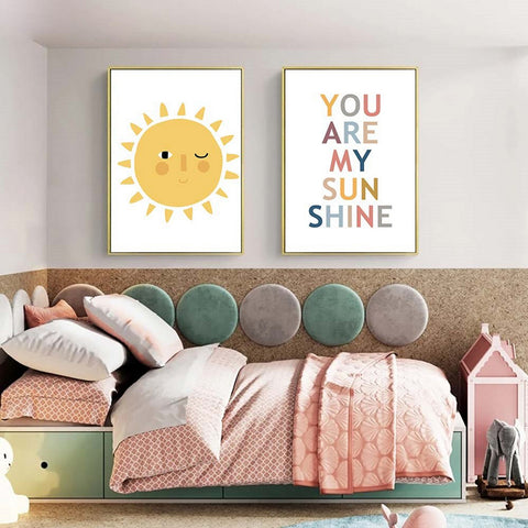 TPFLiving Poster Leinwand / You are my sunshine für Kinderzimmer - / Verschiedene Größen - OHNE Rahmen - Modell 3PCS