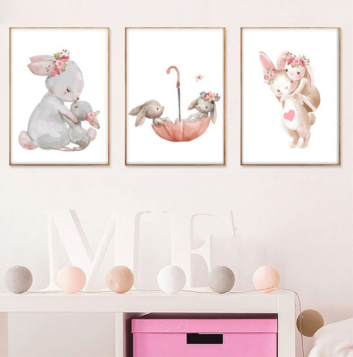 Canvas – Moon, Traumpreisfabrik on in TPFLiving Rabbit Rabbit / Poster Baby the with Umbr