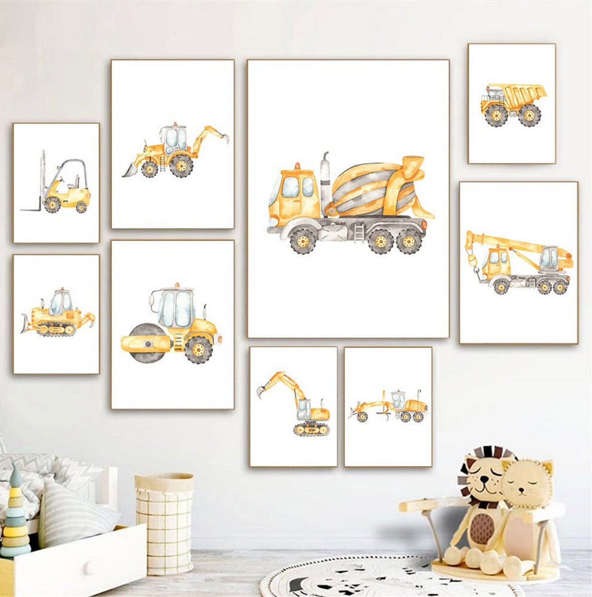 TPFLiving Truck, Excavator, Truck, – Steamroller, Cement Traumpreisfabrik / Canvas Poster