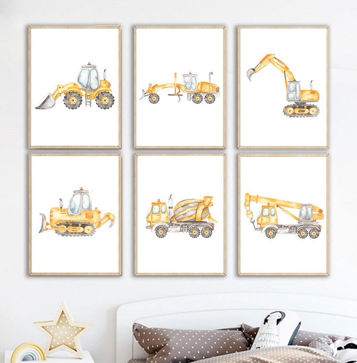 Cement Truck, Excavator, Poster – TPFLiving Canvas Truck, Steamroller, Traumpreisfabrik /