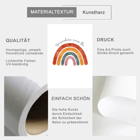 TPFLiving Poster Leinwand / Regenbogen, Wolken, Sonne, Einhorn, Giraffe, Elefant - / Verschiedene Größen - OHNE Rahmen - Modell TX1857
