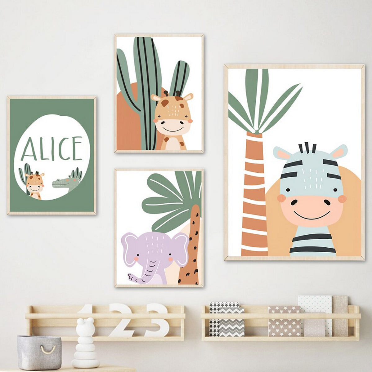 TPFLiving Poster Lion, - Zebra, Canvas – / Children\'s Traumpreisfabrik Picture Giraf Room