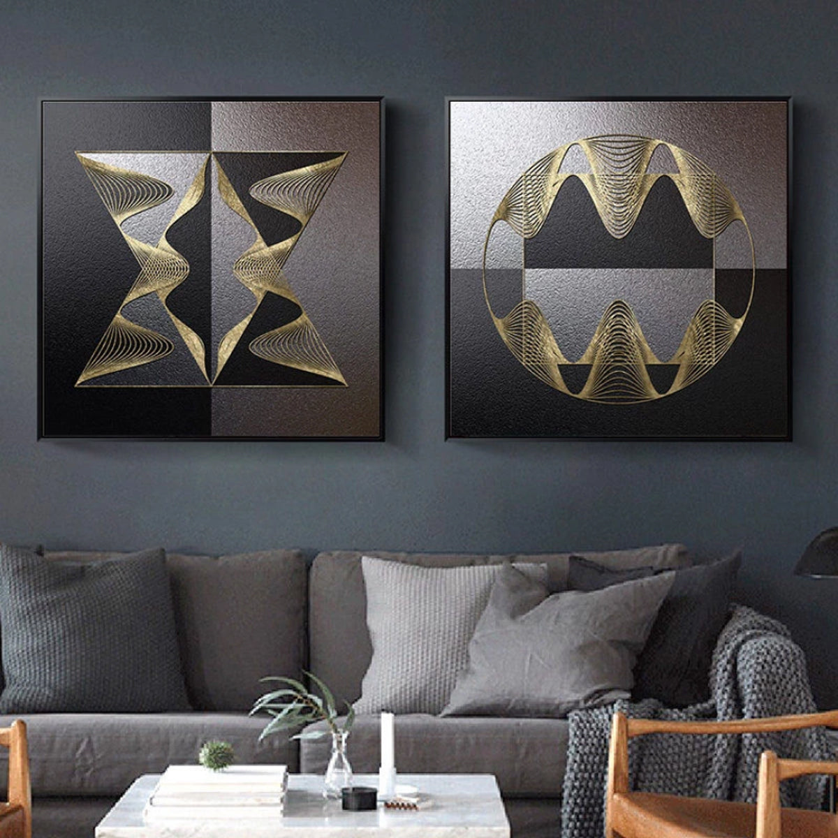 5 / canvas TPFLiving black on gold motifs – Traumpreisfabrik abstract si in art / print 6