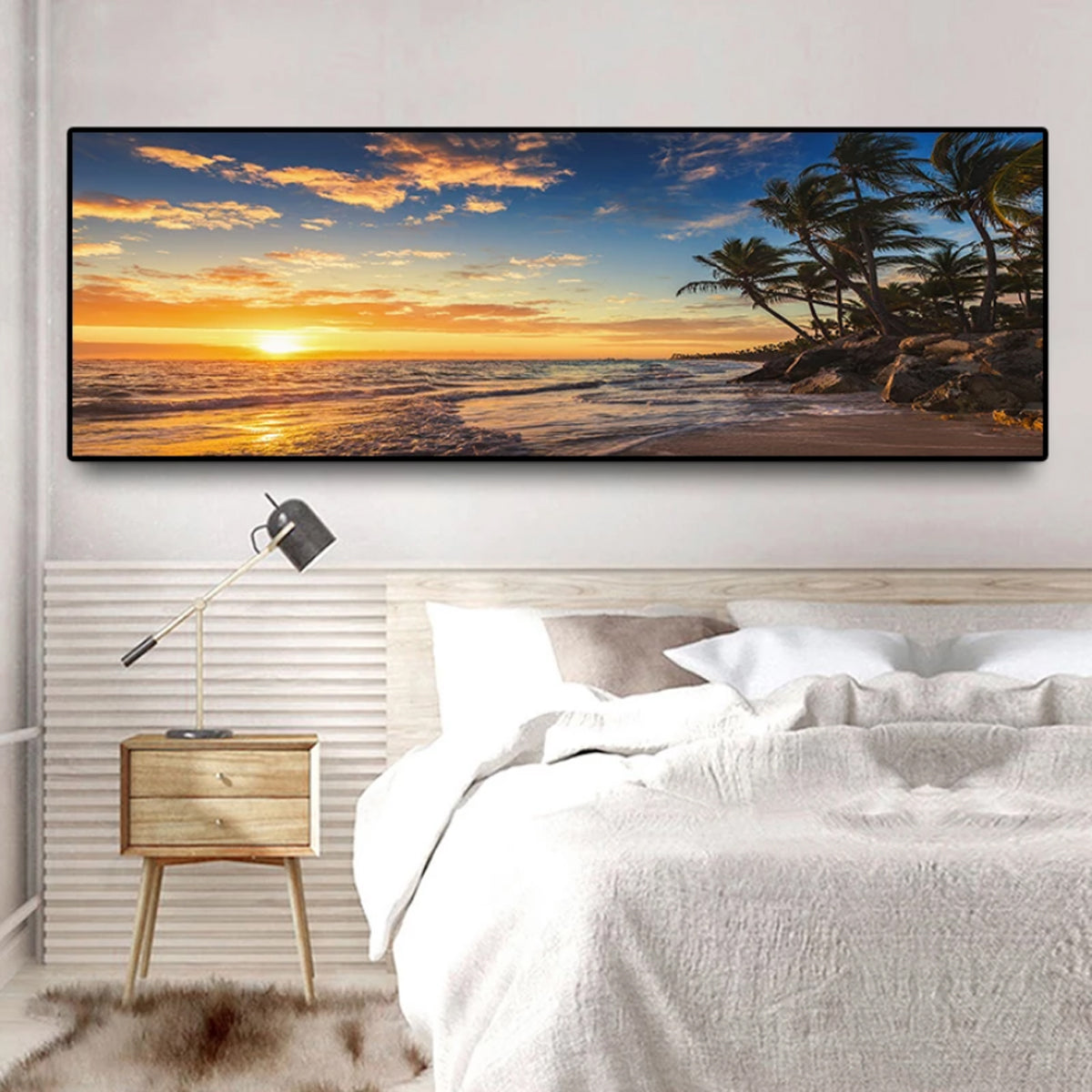 different size beach 5 XXL – canvas Traumpreisfabrik poster sea TPFLiving / luxury sunset